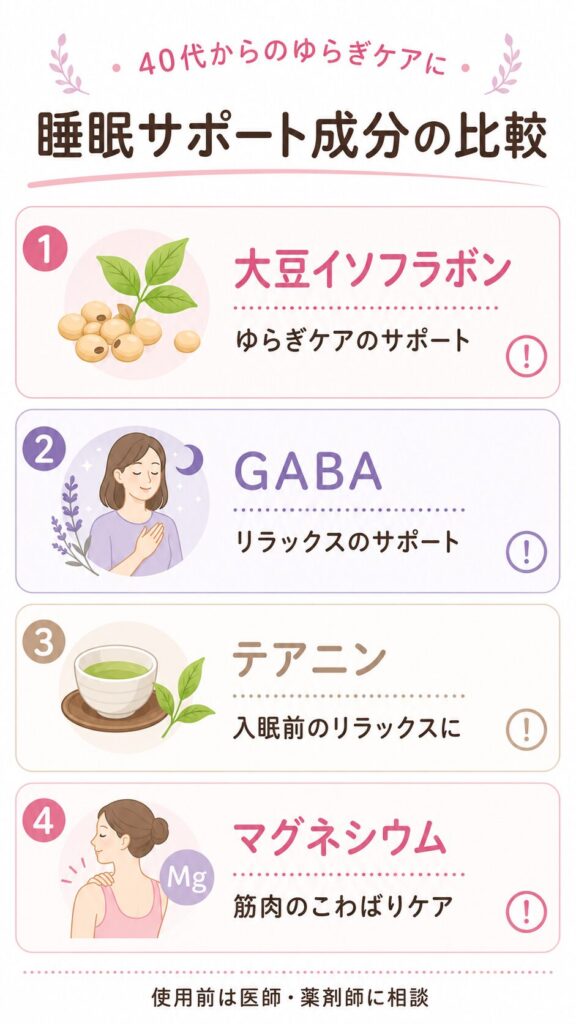 睡眠サポート成分の比較図解