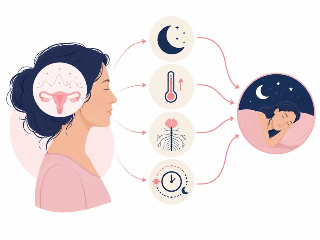女性ホルモンと睡眠の関係を示す図解
