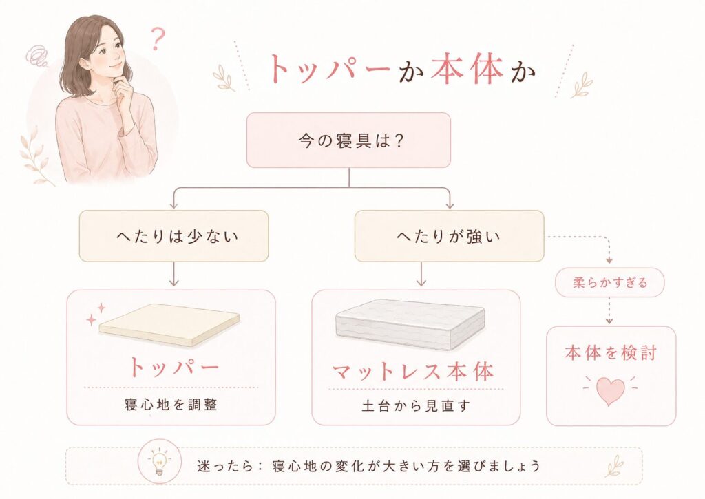 トッパーかマットレス本体かを選ぶための判断フロー