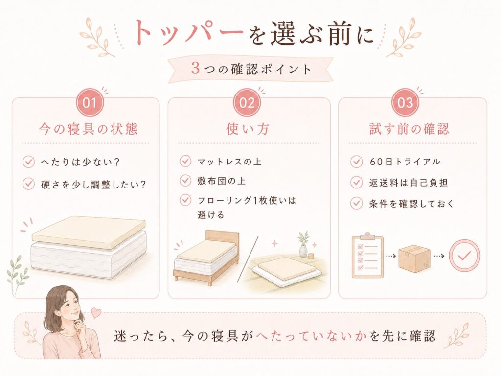トッパーを選ぶ前に確認したい今の寝具の状態と使い方
