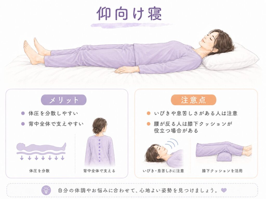 仰向け寝のイラスト